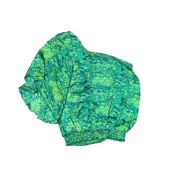 CHARLOTTE Russe | Women's 1-Sleeve Blouse Top Green Yellow Serpent Print - Picture 4 of 6